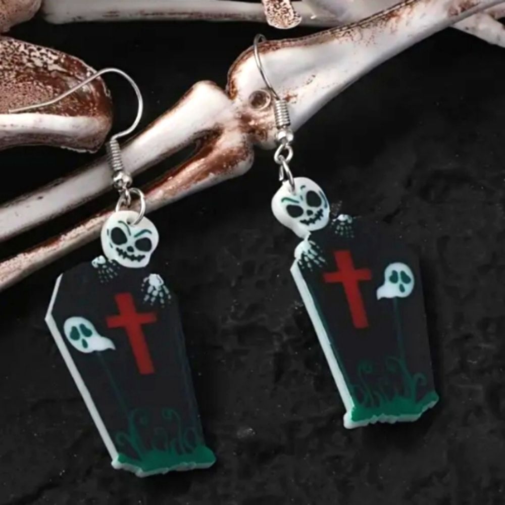 Cross Festive Skeleton Halloween Earrings For Adults